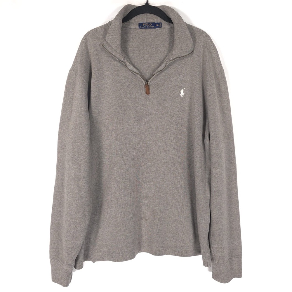 POLO RALPH LAUREN‎ Men’s 1/4 Zip Pullover Sweater Gray 100% Cotton Size XL